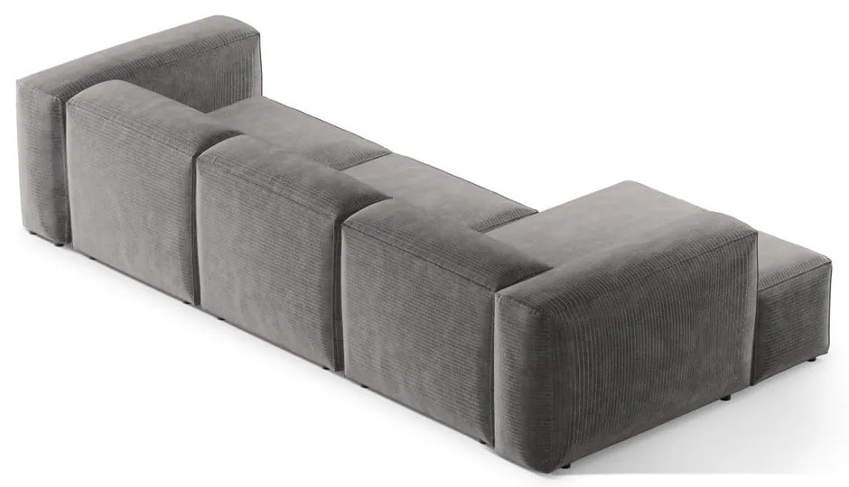 Svetlosivá menčestrová rohová pohovka (ľavý roh/s leňoškou) Bergamo – Cosmopolitan Design