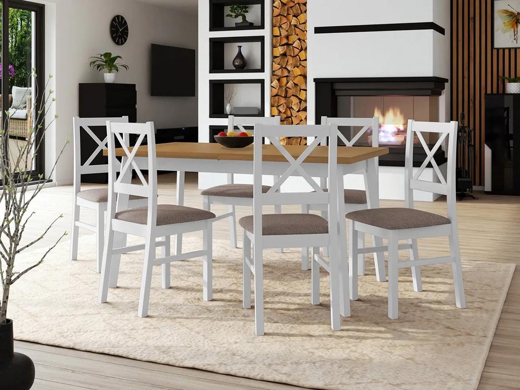 Stôl so 6 stoličkami - AL43, Morenie: dub artisan L, Poťahové látky: 26x - Kronos 22, Farby nožičiek: čierna