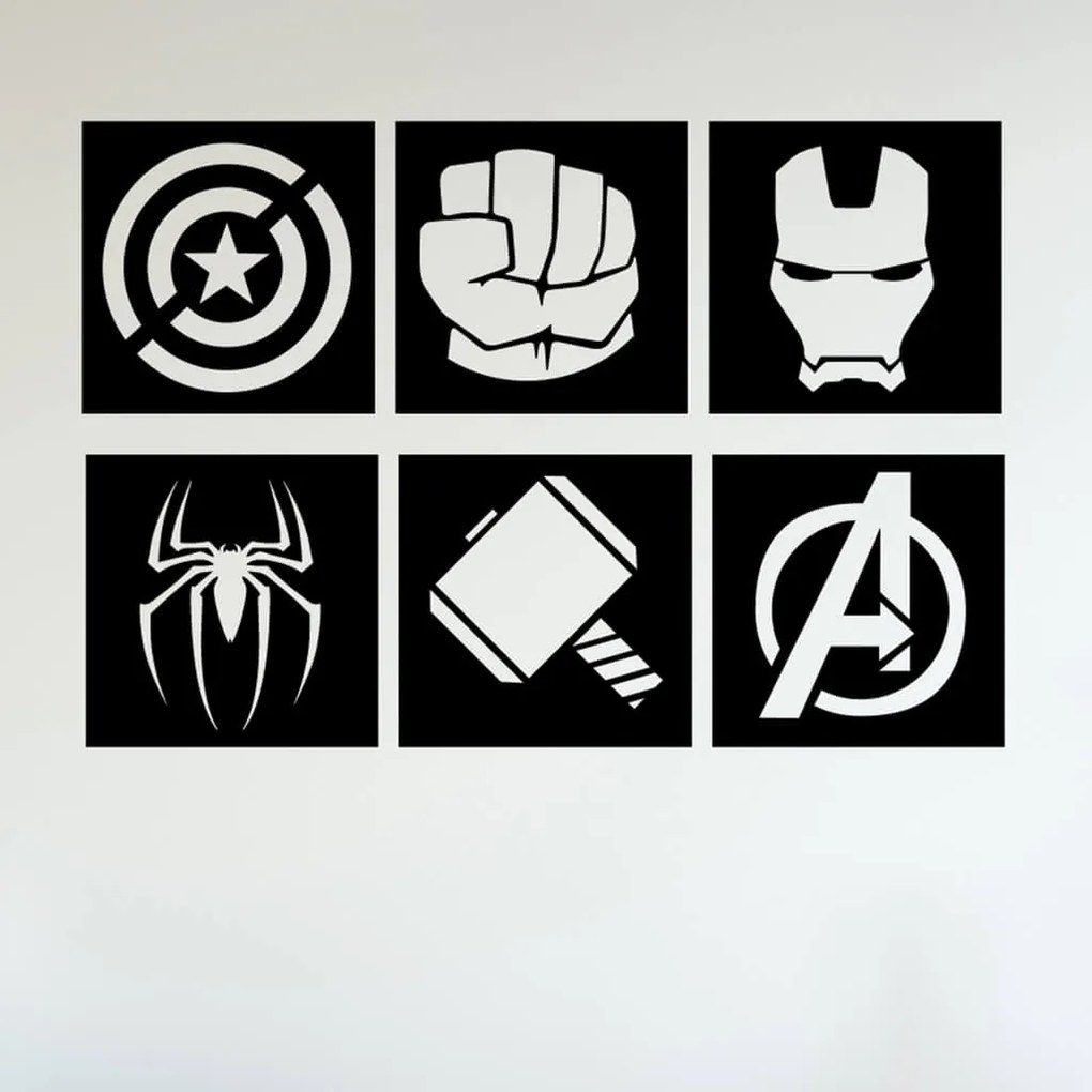Veselá Stena Samolepka Znaky Avengers sada Farba: oranžová, Veľkosť: 60 x 41 cm