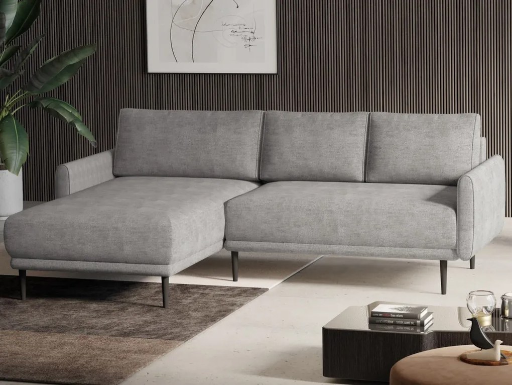 Rohová sedačka Soho, svetlo šedá strukturovaná látka, ľavý roh