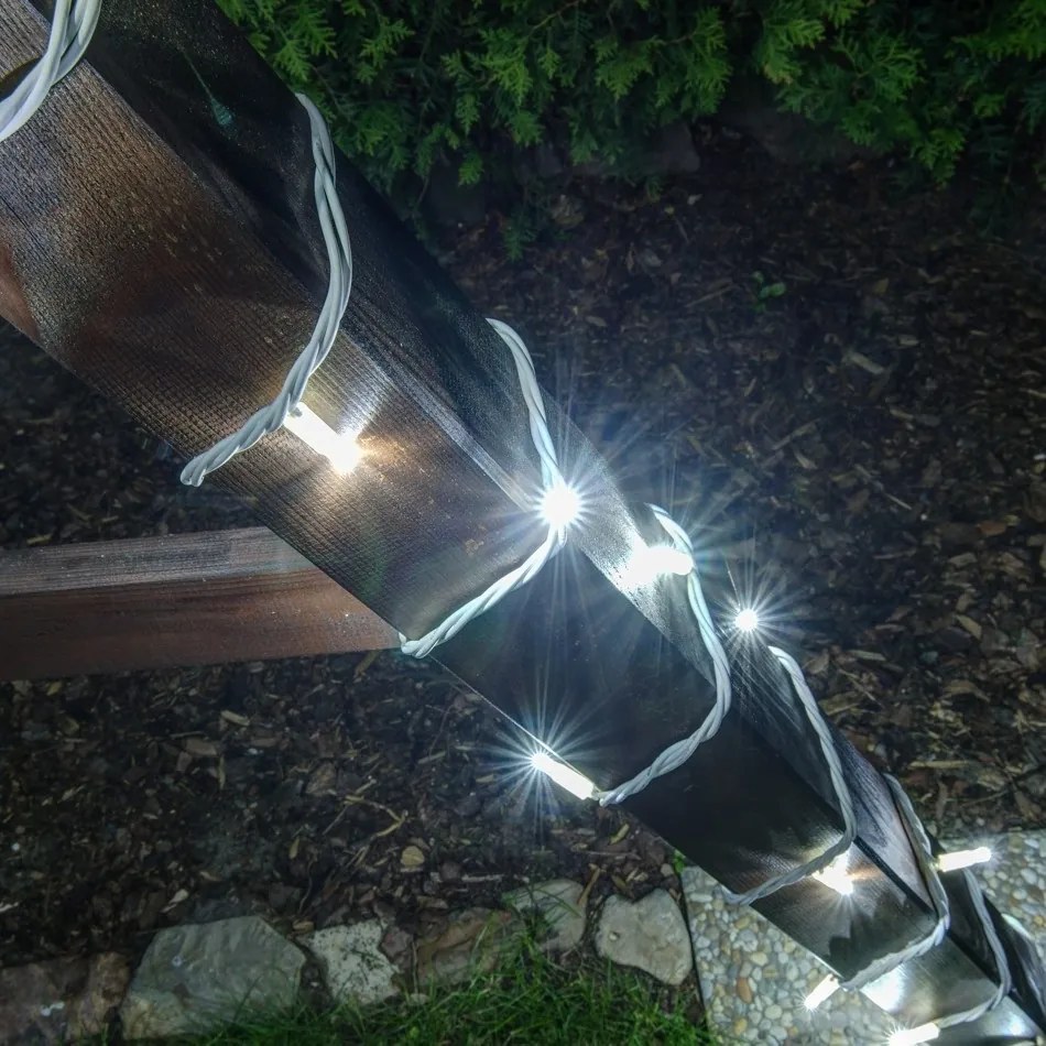 DECOLED LED světelný řetěz 20 m, ledově bílá, 120 diod, IP67, bílý kabel