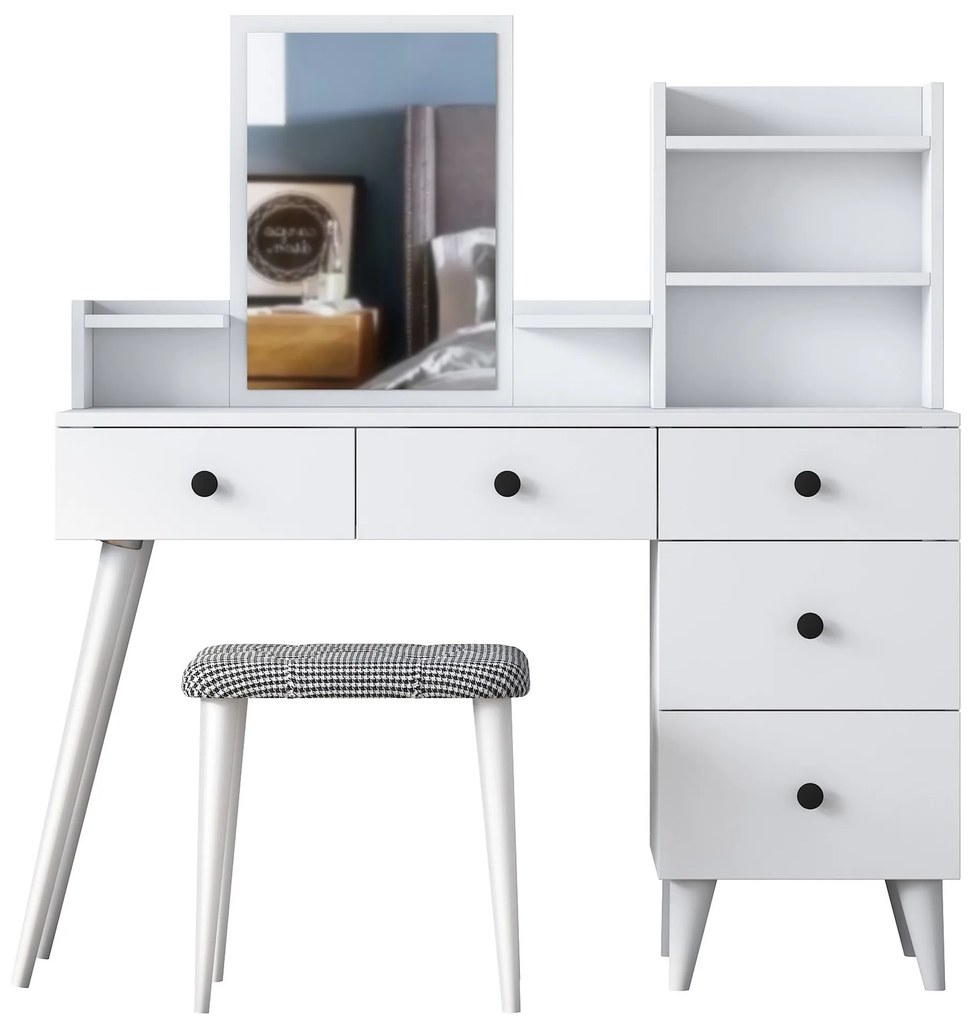 Toaletný stolík Margot 01 so stoličkou biely