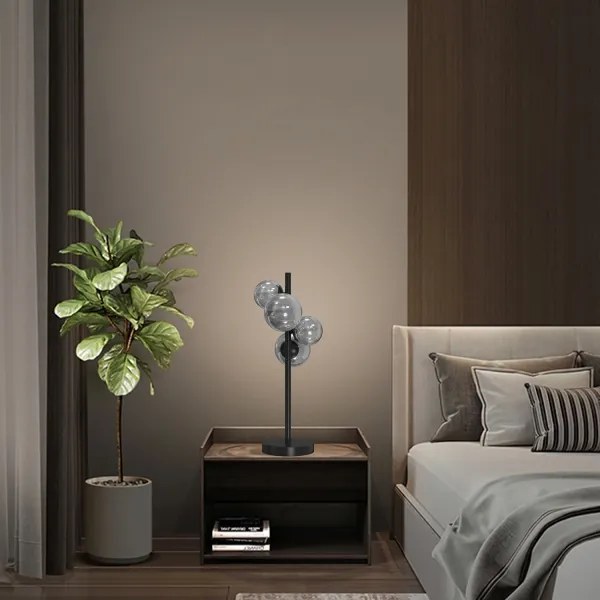 ONLI - Stolná lampa PALOMA 4xG9/10W/230V 48 cm čierna/dymová