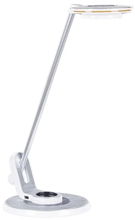 Kovová stolná LED lampa biela/strieborná CORVUS Beliani