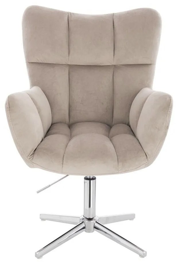 LuxuryForm DESIGN Otočné kreslo AURORA VELUR na striebornom kríži - latte