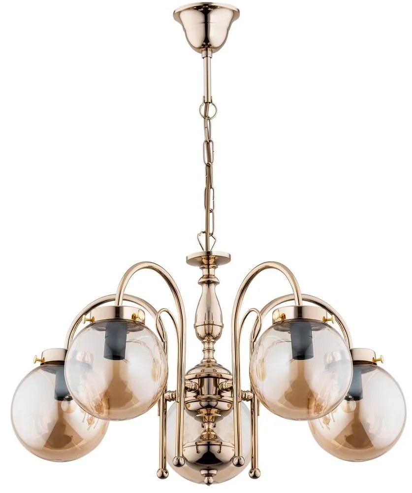 Luster na reťazi HERO 5xE14/40W/230V zlatá