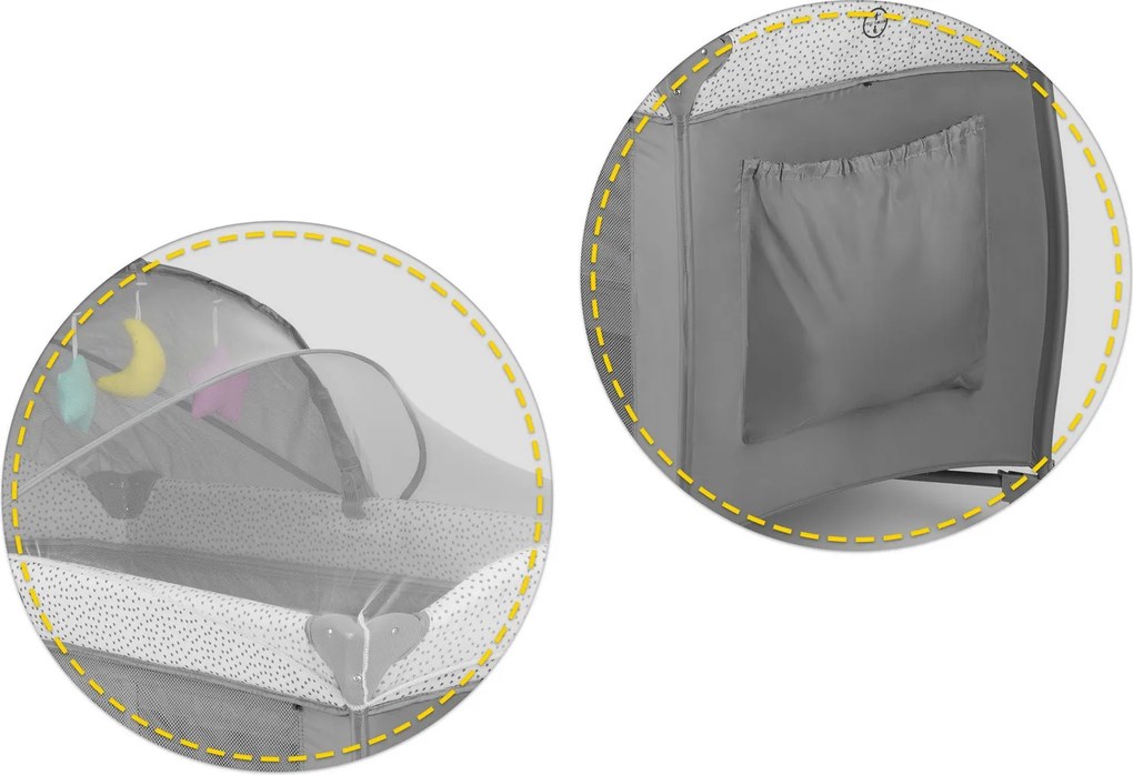 Ricokids Cestovná postieľka + matrac + taška 125x65x78cm RK-242 sivá