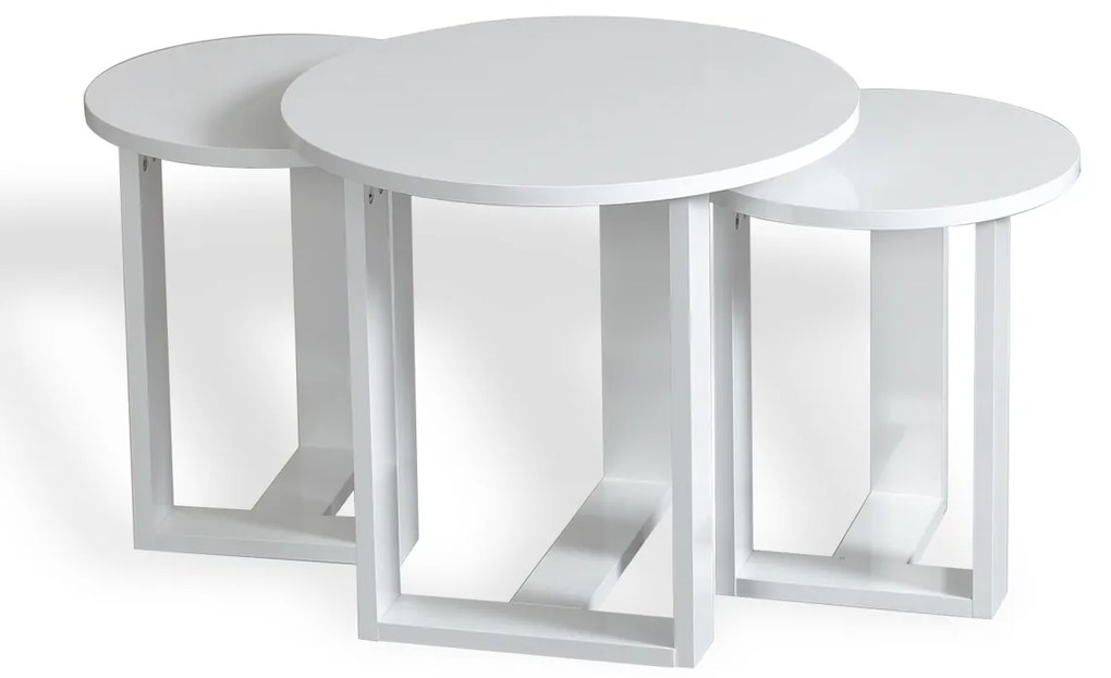 Odkladací stolík Mira White, 3 ks