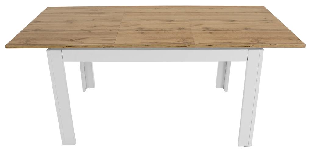 Kondela Rozkladací stôl, biela/dub wotan 135-184x86 cm, VILGO