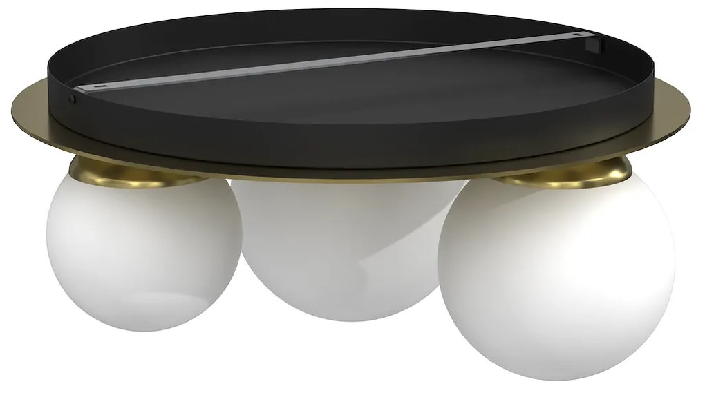 Stropné svietidlo Plato, 3x biele sklenené tienidlo, g