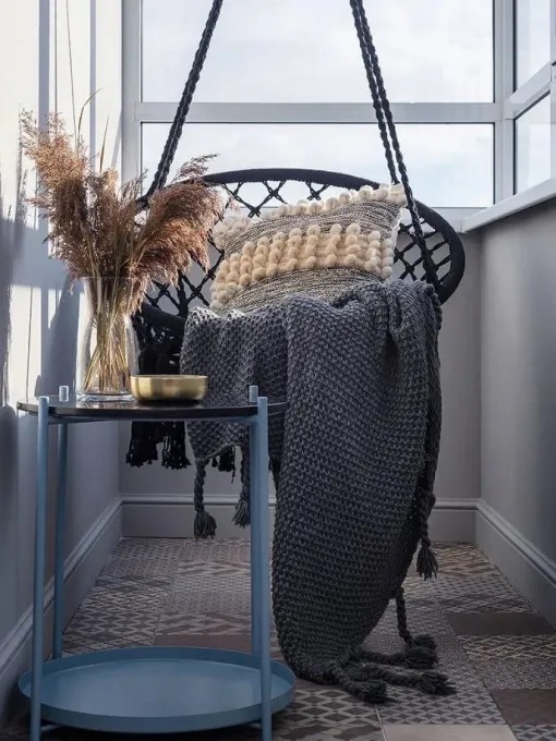 Závesné kreslo BOHO 490129A čierne