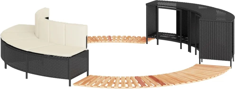 vidaXL Rám k vírivke, čierny, polyratan a akáciový masív