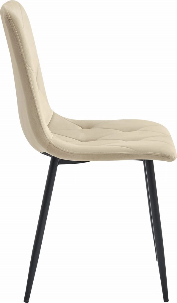 AKCIA Svetlobéžová zamatová jedálenská stolička LIBRA s čiernymi nohami II. akosť