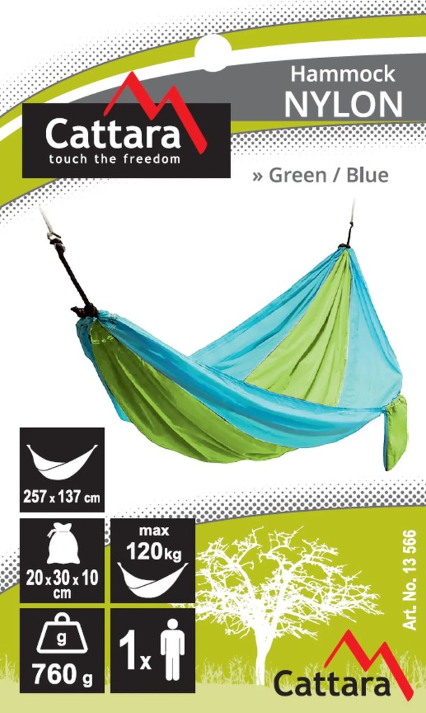 Cattara Houpací síť NYLON 275x137cm zeleno-modrá 13566