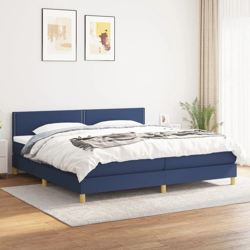 Boxspring posteľ s matracom modrá 200x200 cm látka 3140567