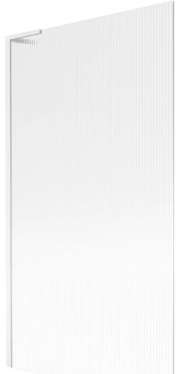 Mexen Next L, 1-krídlová vaňová zástena 100 x 150 cm, 6mm sklo s rebrovým vzorom, biely profil, 895-100-000-03-09-20