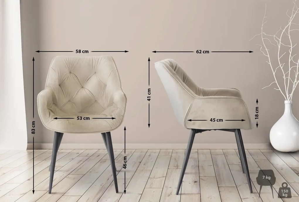 Stolička Tanna - zamat - Krémová