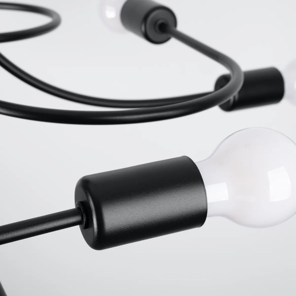 Stropné svietidlo Levar 8, čierne telo svietidla