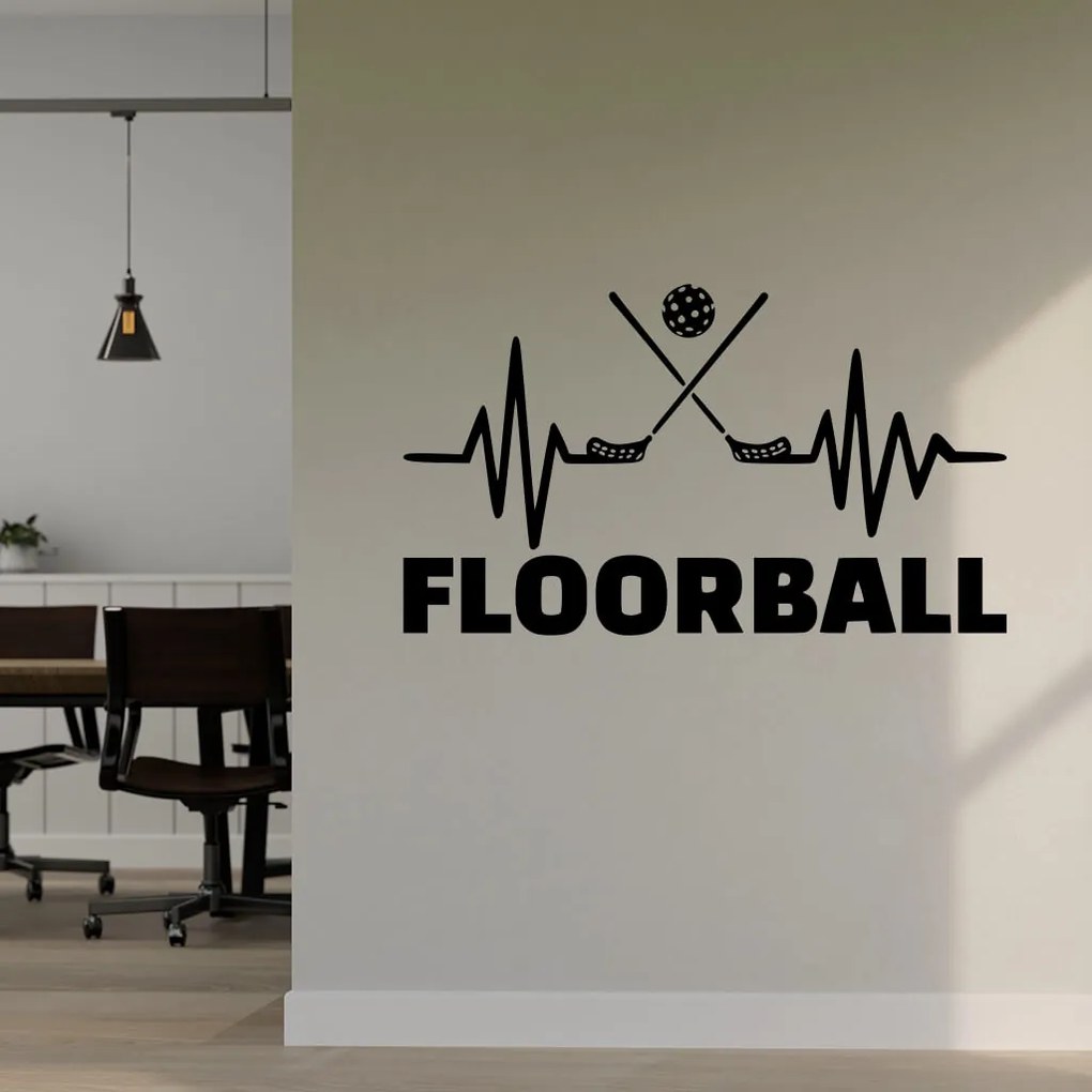 Veselá Stena Samolepka na stenu na stenu Floorball Farba: černá