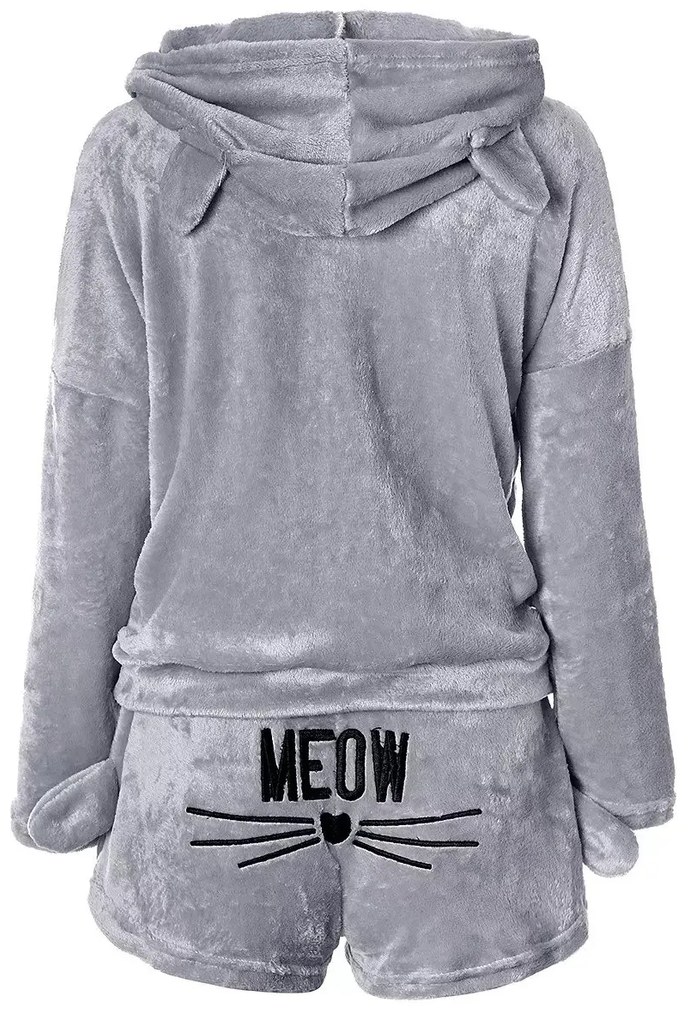 Verk 24556 Chlpaté dámske pyžamo MEOW veľ. M, šedá