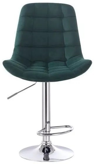 LuxuryForm DESIGN Barová stolička PARIS VELUR na striebornom tanieri - zelená
