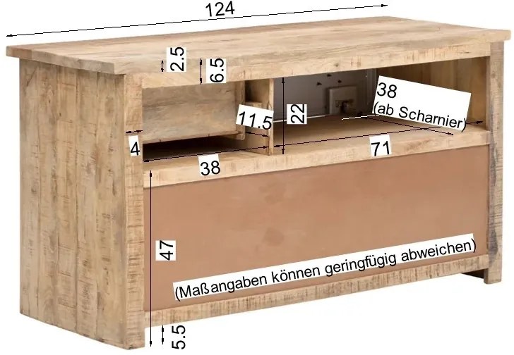 furniture-nabytek.cz - Masívna umývadlová skrinka Pune z mangového dreva, lakovaná, prírodná farba