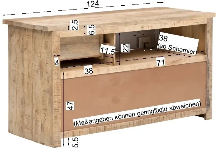 furniture-nabytek.cz - Masívna umývadlová skrinka Pune z mangového dreva, lakovaná, prírodná farba
