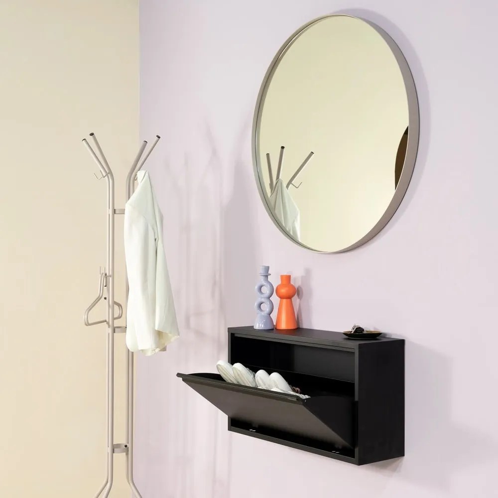 Čierna kovová výklopná/závesná skrinka na topánky 75x41x22 cm Billy – Spinder Design