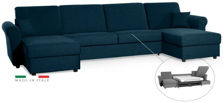 Sedacia súprava na každodenné spanie SAVONA U - rozkladacia, tm. modrá (penelope 27), 140