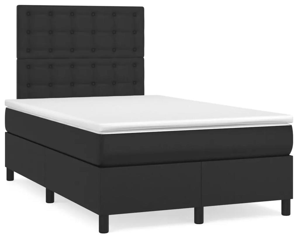 Boxspring posteľ s matracom a LED, čierna 120x190cm, umelá koža 3270293