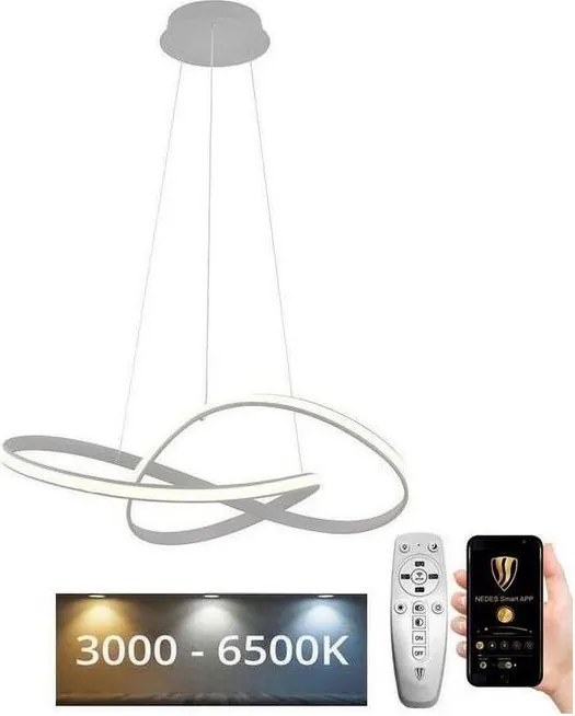 Brilagi - LED Stmievateľný luster na lanku COSMOWAVE LED/70W/230V 3000-6500K strieborná + DO