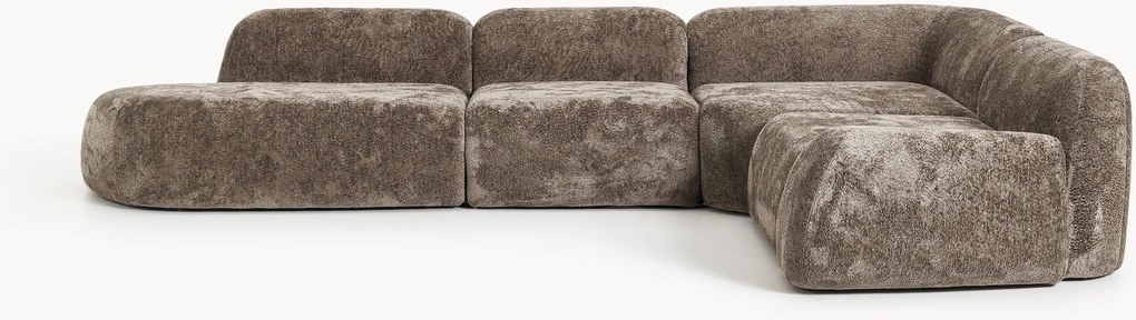 XL modulárna rohová pohovka z plyšového buklé Wolke