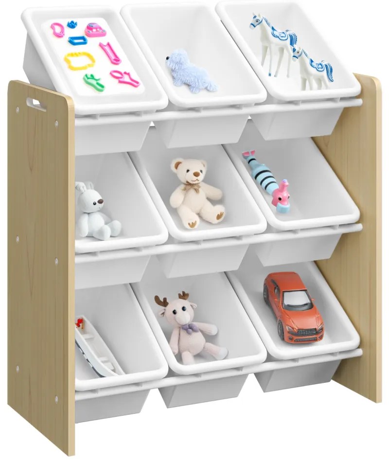 Organizér/regál na hračky, prírodná/biela, BOIS