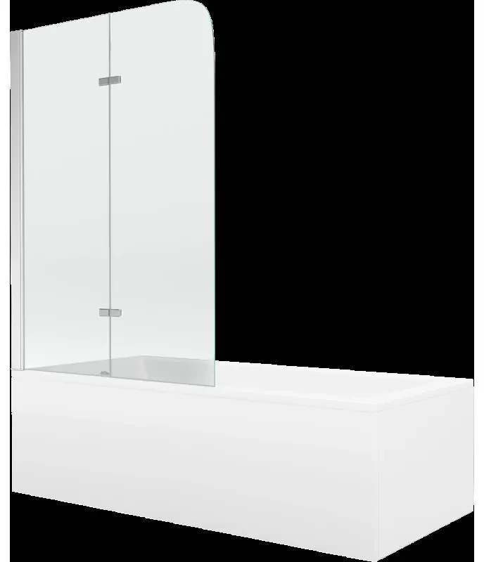 Mexen Cubik obdĺžniková vaňa 160 x 70 cm s obkladom a 2-krídlovou sprchovou zástenou 100 cm, transparentnéné, chrómová