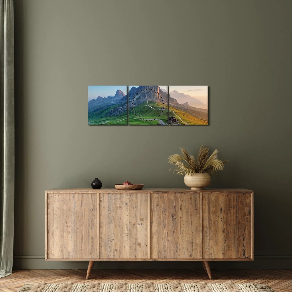 Obraz - Dolomity (s hodinami) (90x30 cm)
