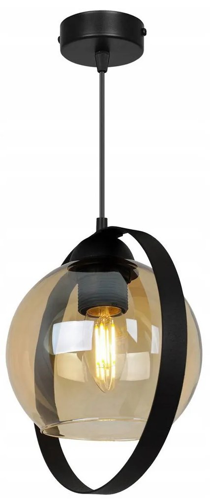 Závesné svietidlo Haga Ring, 1x medové sklenené tienidlo (výber z 3 farieb uchytenia)