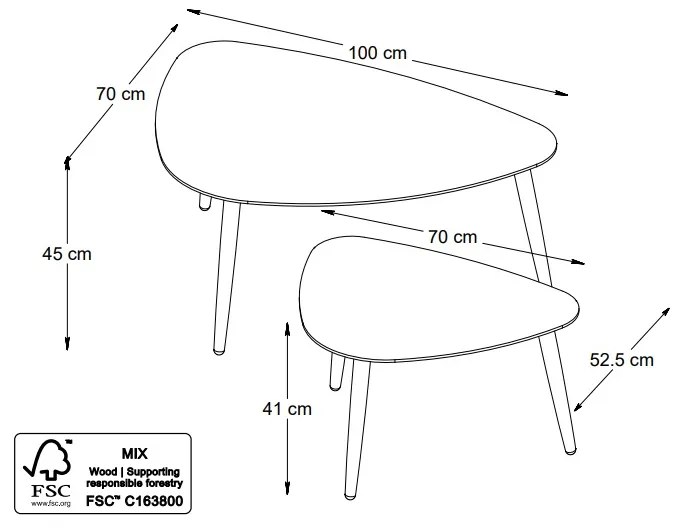 Sada konferenčných stolíkov Paricia 100 cm prírodný dub