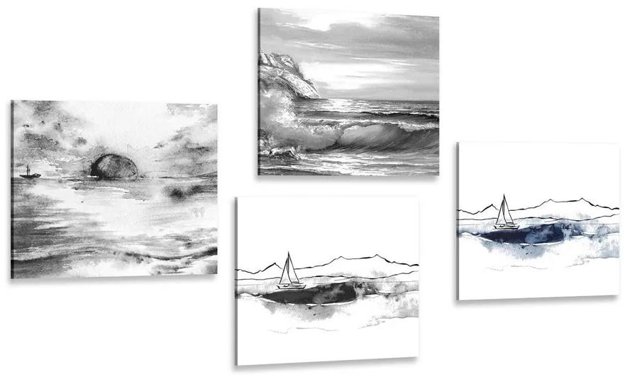 Set obrazov more v imitácii olejomaľby - 4x 60x60