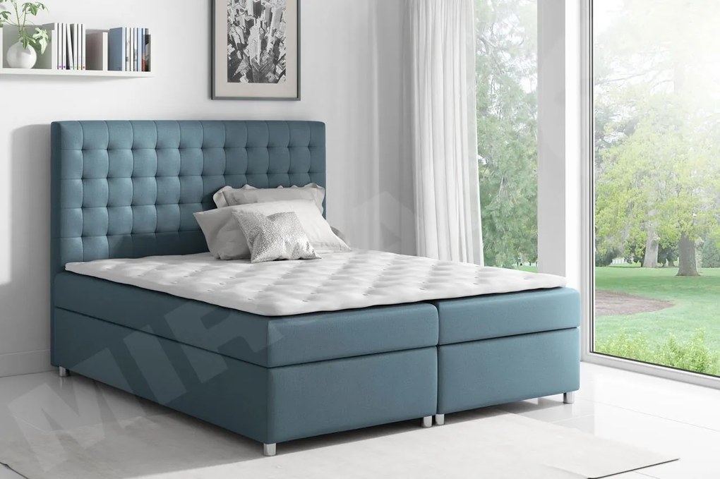 Posteľ kontinentálna Alfi, Rozmer postele: 140x200, Dostupné poťahy: ekokoža Soft 017 (biela)