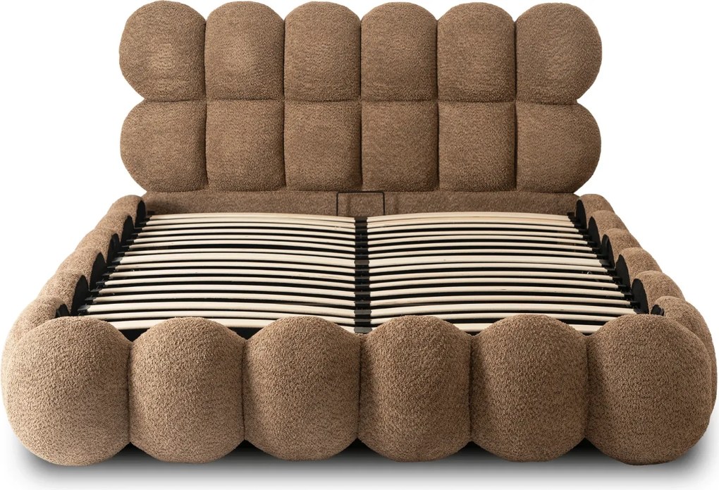Vintino Čalúnená manželská posteľ NUVOLA (160×200 cm)-hnedá