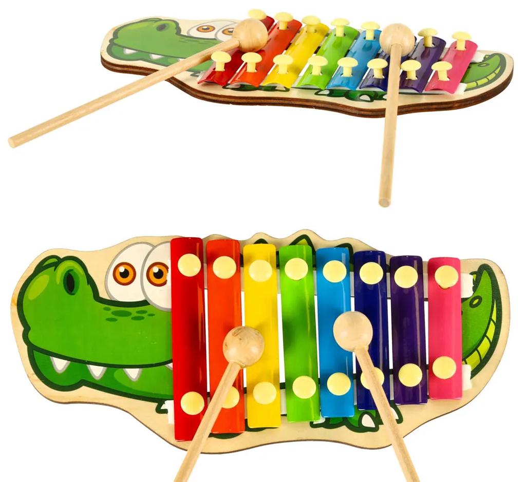 Farebný drevený cimbal pre deti krokodíl