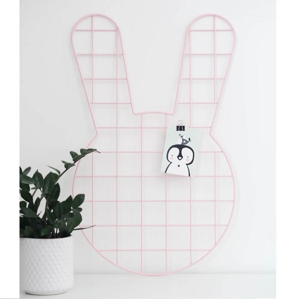 Kovová nástenka LAA LAA LIVING - Ružový zajko Bunny