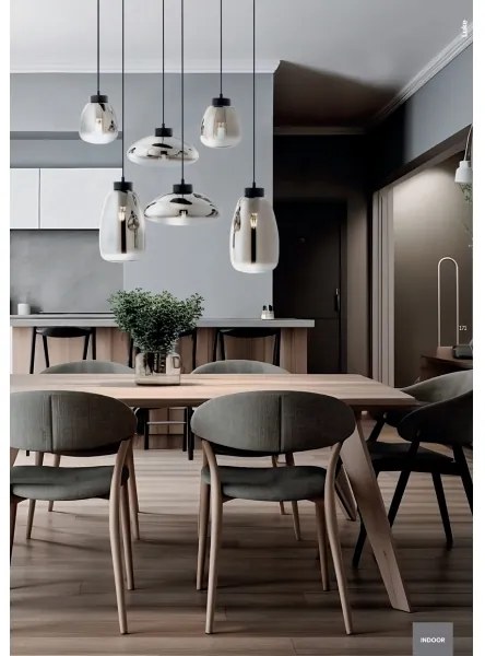 Redo 01-3212 - Luster na lanku LUKE 6xE27/42W/230V čierna