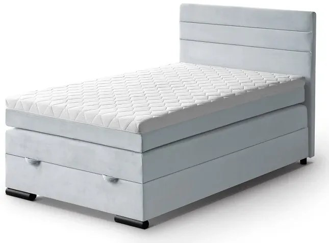 Kontinentálna boxspring posteľ LORA 200x120, strieborná (mono 243)