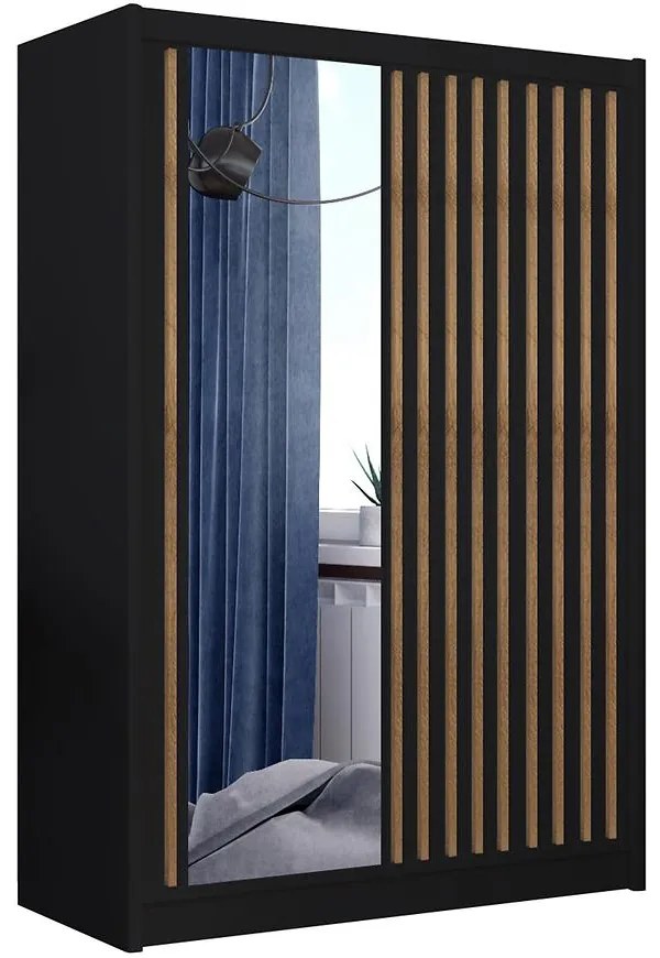 Skriňa Ladder 150 čierna/lamely dub craft