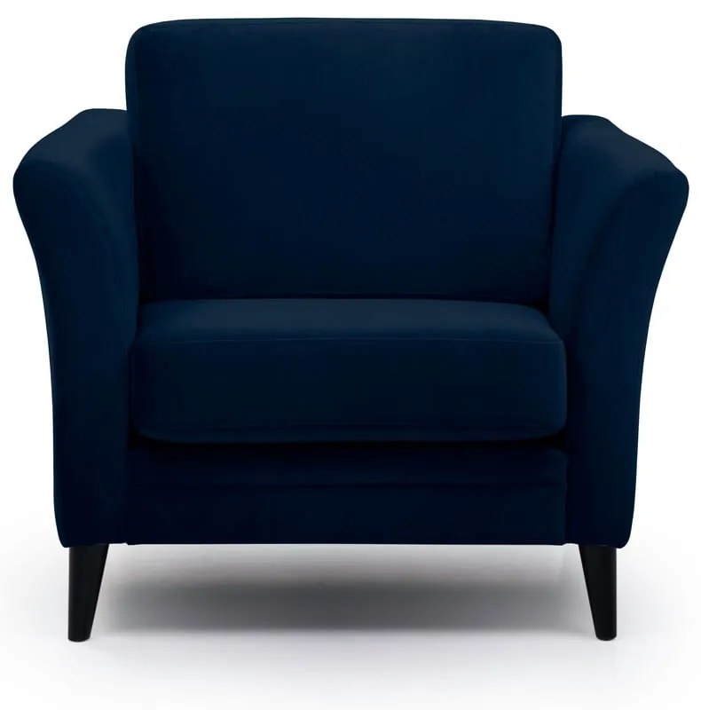 Tmavomodré zamatové kreslo Eden – Scandic