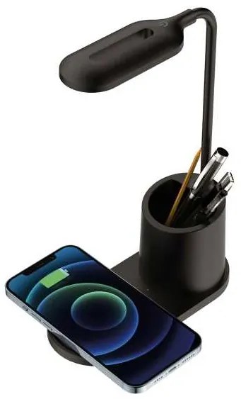 Stolná lampa Platinet 3 W, bezdrôtové nabíjanie, čierna