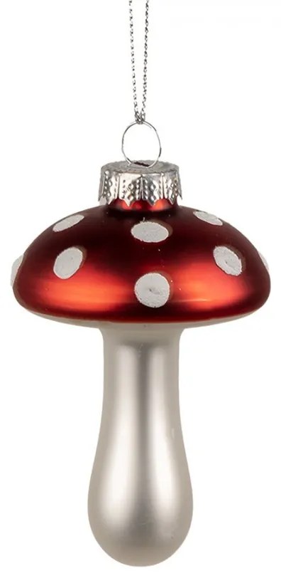 Závesná sklenená ozdoba huba Muchotrávka - Ø 6*9 cm