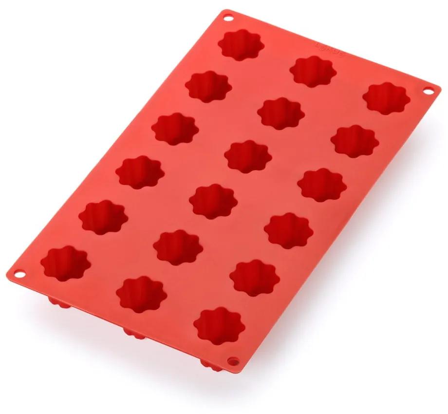 Červená silikónová forma na 18 mini dezertov v tvare hviezdičiek Lékué