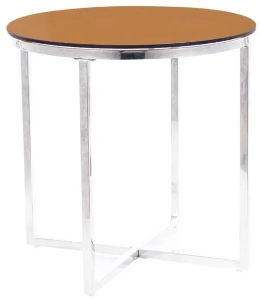 Konferenčný stolík Crystal II, hnedá / strieborná